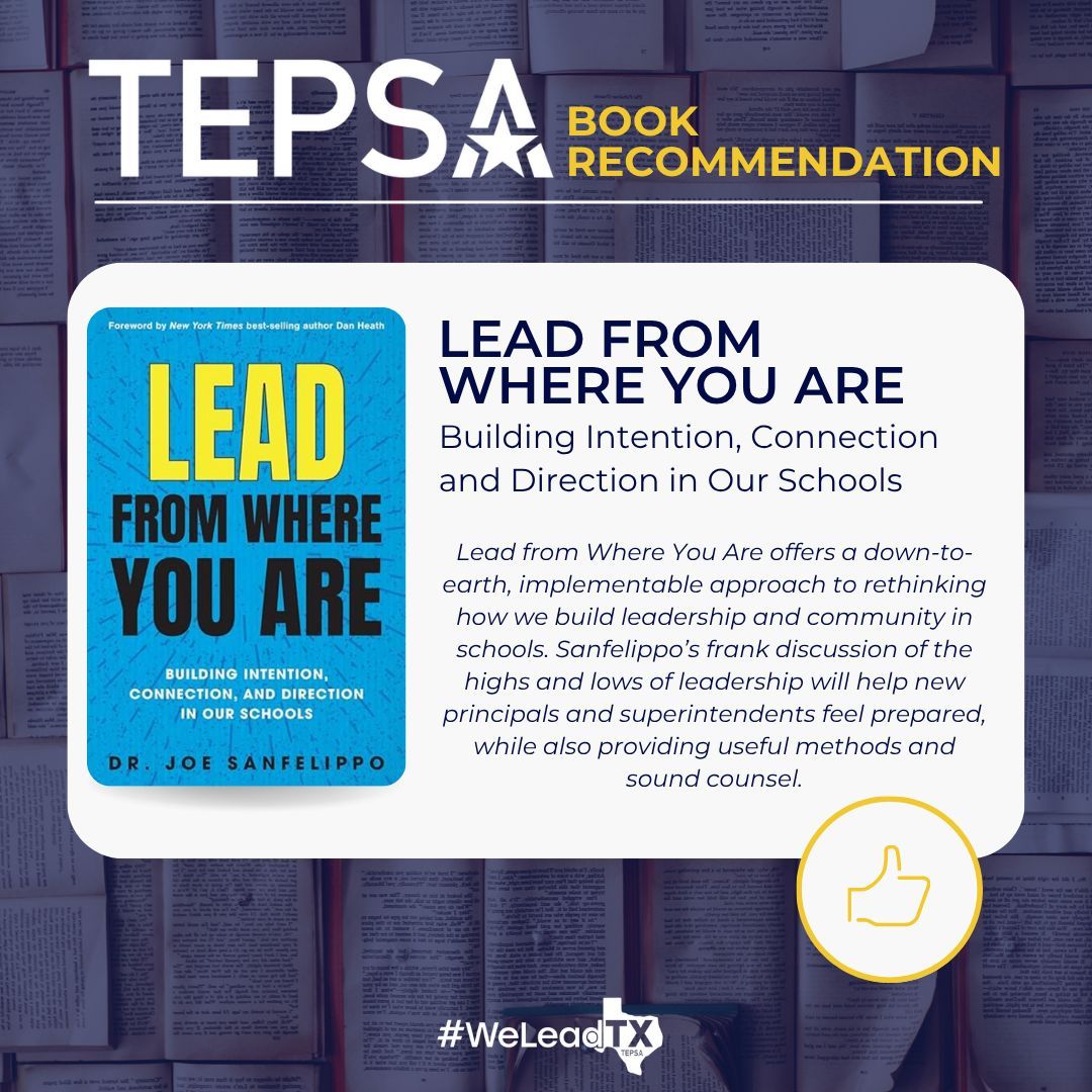 This week's book recommendation is "Lead from Where You Are: Building Intention, Connection and Direction in Our Schools" by <a href="/Joe_Sanfelippo/">Joe Sanfelippo</a> 

#Leadership #Education #LeadFromWhereYouAre