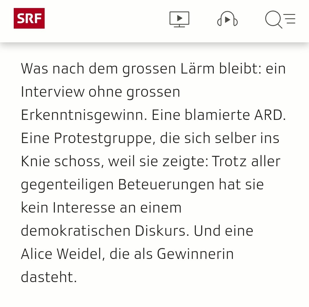 OERRBlog's tweet image. Der SRF (Schweizer ÖRR) spricht nach der Störaktion des Sommerinterviews mit Alice Weidel von einer "blamierten ARD". #OerrBlog