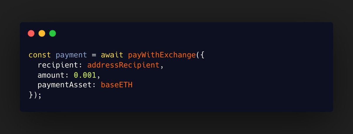 72% of users keep funds on exchanges.

64% would pay more often if they didn’t have to move funds off exchanges.

Let users pay with <a href="/coinbase/">Coinbase 🛡️</a> or <a href="/binance/">Binance</a> - reduce drop-offs with an experience that feels like: Click. Confirm. Done.

See how easy it is to add Pay with Exchange ↓