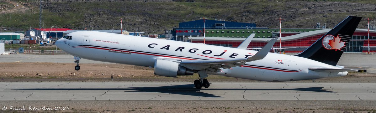 FrankReardon1's tweet image. Boeing 767-300(F) with registration C-GPDJ departing #Iqaluit #Nunavut on JUL.21.2025 #YFBSpotters @CargoJetAirways #CGPDJ