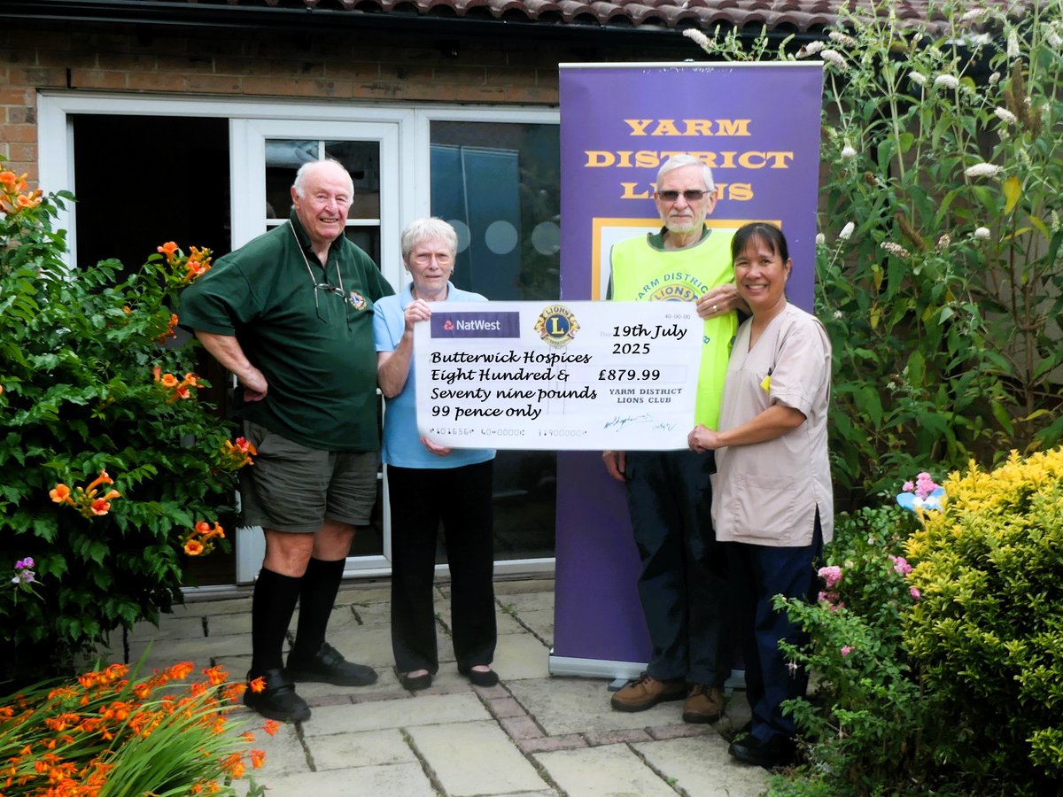 📣More incredible support from our community thanks to Yarm District Lions Club! They've raised a total of £879.99, which will be spent on a reclining chair for the Hospice 💙

Thank you to everyone involved!

#CommunitySupport #CharityDonation