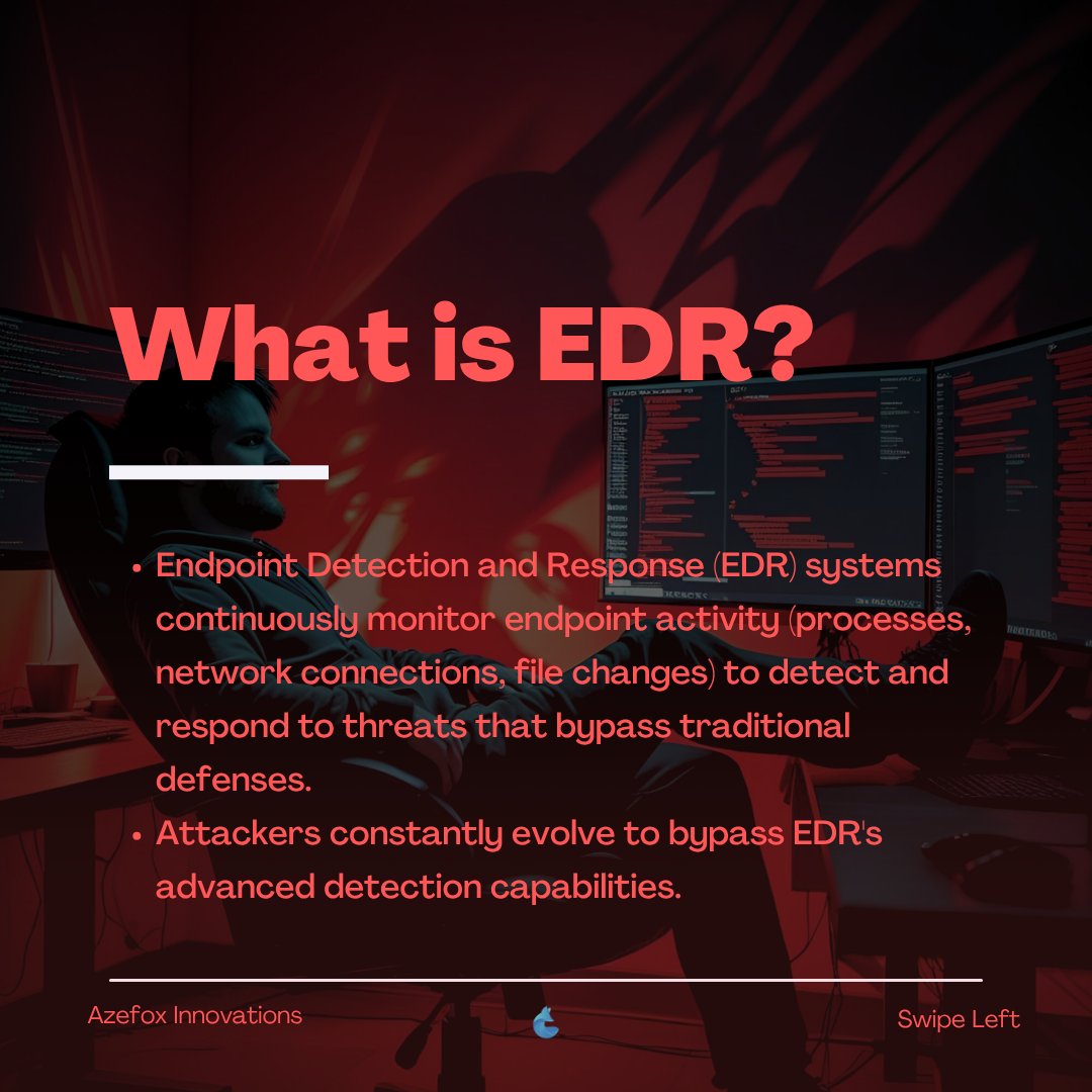 We_Azefox's tweet image. Ghosting the Endpoint: EDR Evasion 101
EDR systems are the digital sentinels, watching every move on the endpoint. 

#RedTeam #EDREvasion #Cybersecurity #OffensiveSecurity #Hacking #Stealth
#ThreatEmulation #PurpleTeam #AdversarySimulation #Infosec #TTPs
#PostExploitation