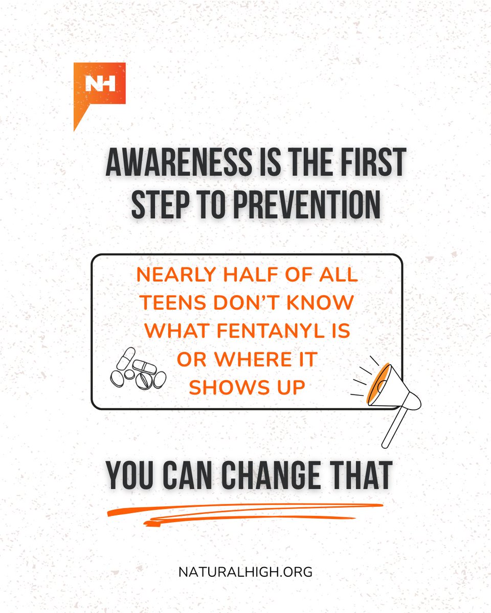 NaturalHigh's tweet image. Nearly half of all teens don’t know what fentanyl is, or where it shows up. You can change that.
Start the conversation early. Keep it open, honest, and judgment-free.
#NaturalHigh #FentanylAwareness #KnowledgeIsPower #PreventionMatters #TrustedAdults #InformedYouth