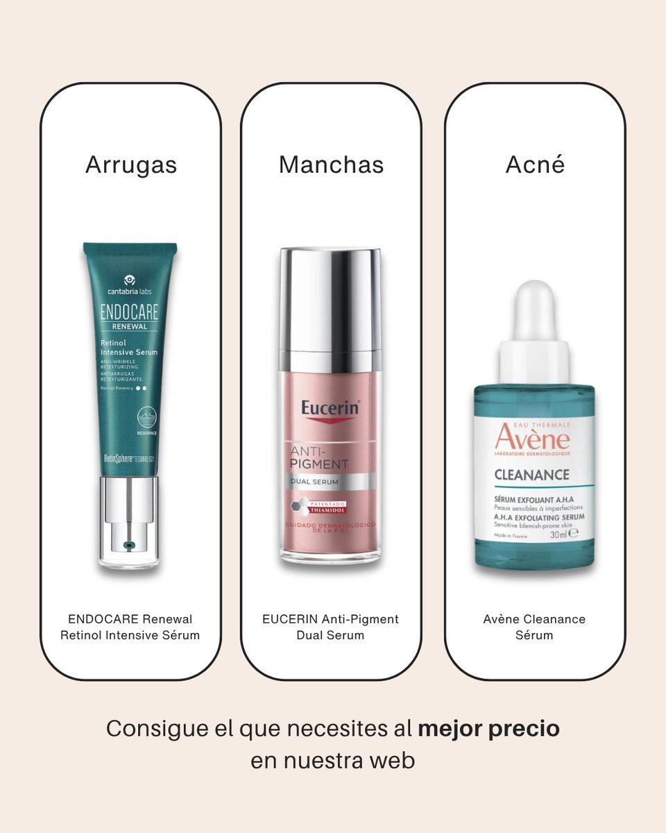 😕 ¿Acné? ¿Manchas? ¿Arrugas? Tranquila, hay un serum para cada problema… y aquí te ayudamos a dar con el tuyo. Porque los milagros no existen, pero los serums potentes sí, y tu piel lo va a notar.

#Serum #RutinaFacial #CuidaTuPiel #AntiManchas #AntiAcné #AntiArrugas