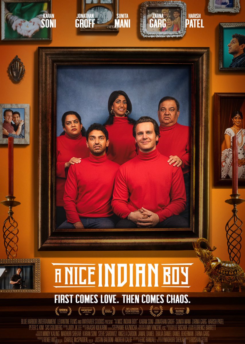 LifeIsAFilmFest's tweet image. Roshan Sethi’s SXSW and London Film Festival comedy A NICE INDIAN BOY with Karan Soni, Jonathan Groff, Sunita Mani, Harish Patel, and Zarna Garg is on Hulu.