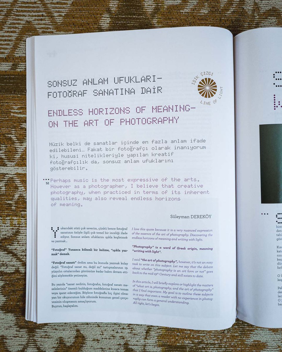 sderekoy's tweet photo. [EN] The article I wrote on the art of photography for .TR magazine is published in this issue, and I received the magazine today.
--
.TR dergisi için yazdığım fotoğraf sanatına dair yazım bu dönemki sayıda yayımlandı ve dergi bugün elime ulaştı. https://t.co/J7iWaeenH4