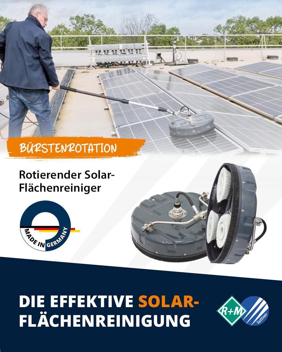 Rotierender PV- und Solarreiniger ☀️🔄

Bekämpfen Sie starke Verschmutzungen Ihrer Solar- und PV-Anlage. 🌞🧼

shop.rm-suttner.com

#rmsuttner #suttner #Lemgo #mitherzundhochdruck #derumweltzuliebe #flaechenreiniger #reinigungstechnik  #solarreinigung #photovoltaikreinigung