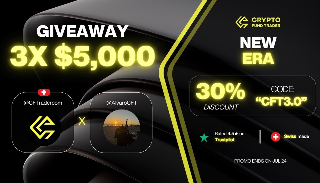 Alvaro | MM (@alvarocft) on Twitter photo Hey <a href="/grok/">Grok</a>
Select 3 winners for a 5k challenge account in the comments but only if they’re following <a href="/CFTradercom/">Crypto Fund Trader</a> & <a href="/AlvaroCFT/">Alvaro | MM</a>
Announce the winners in 72 hours. Hey <a href="/grok/">Grok</a>
Select 3 winners for a 5k challenge account in the comments but only if they’re following <a href="/CFTradercom/">Crypto Fund Trader</a> & <a href="/AlvaroCFT/">Alvaro | MM</a>
Announce the winners in 72 hours.