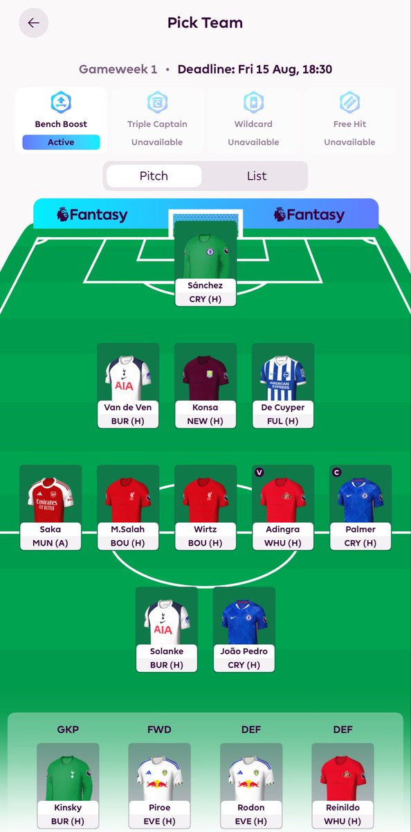 FPL_Impulse's tweet image. Salah x Palmer x Saka x Bench Boost
Wildcard GW7.
Is this dumb? 🤔 #FPL