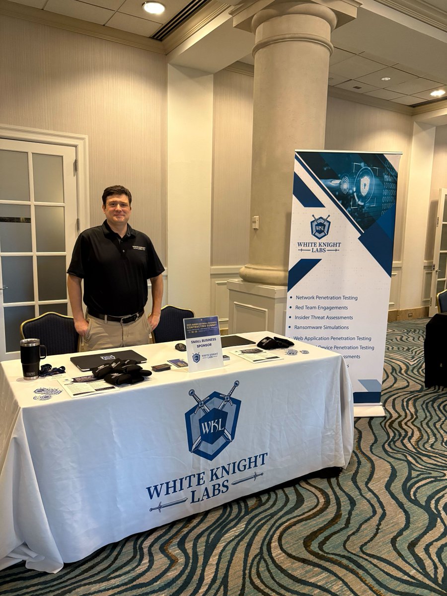 WKL_cyber's tweet image. We’re at the 2025 American Small Business Contracting Summit in Chantilly, VA! 🏛️
Stop by and meet Whitney and Jon—learn how White Knight Labs can help protect and power your organization. ⚔️💻
#CyberSecurity #GovCon #WhiteKnightLabs #ASBCS2025