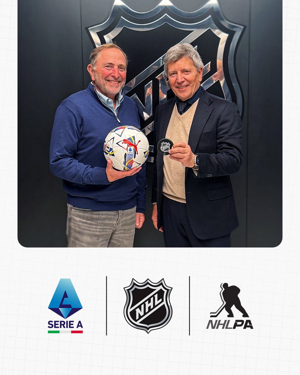 NHLPR's tweet image. The @NHL, @NHLPA and @SerieA today announced that they will collaborate on several events and promotional activities ahead of the participation by NHL players at the Olympic Winter Games Milano Cortina 2026.
For more: nhl.com/news/nhl-nhlpa…