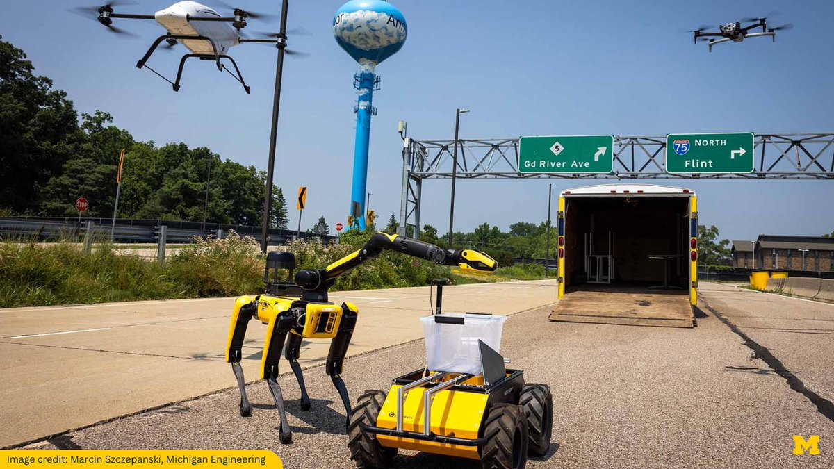 UMich's tweet image. A 40-mile flight corridor for testing drones and electric aircraft will connect U-M's Mcity to Michigan Central’s innovation district in Detroit. The research skyway will be the centerpiece of M-air, a public-private partnership for advanced air mobility. myumi.ch/NrymD