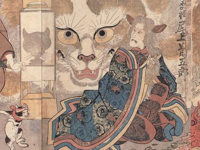 GodysseyPodcast's tweet image. Japan has many magic animals but cities are the domain of the bakeneko, trickster cats who shapeshift and often appear human. They fill the urban role of rural foxes, as helpful as they are harmful: they can even grow two tails, indicating their power! #FairytaleTuesday
