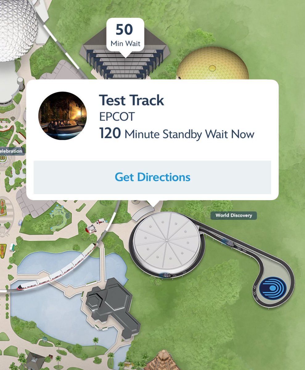 diservations's tweet image. The Test Track countdown hit zero but the standby queue hit 120 minutes.