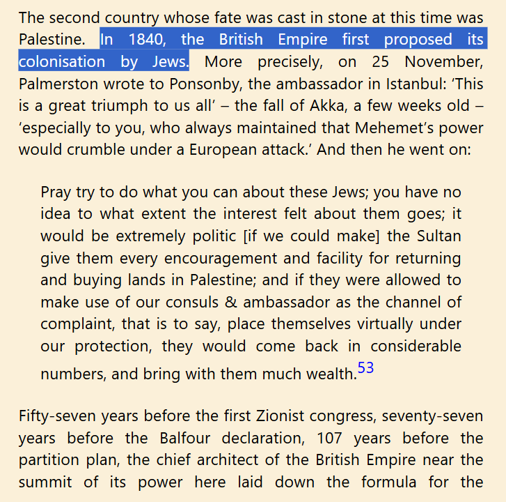 Kali_de_Armas's tweet image. The British Empire was already proposing to use Jews to colonize Palestine in 1840! 1840!
('The Destruction of Palestine Is the Destruction of the Earth,' Andreas Malm)
