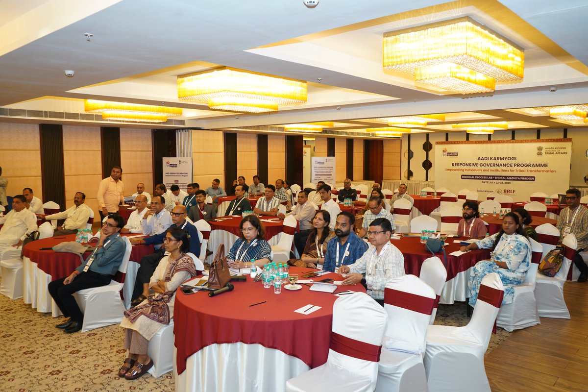 TribalAffairsIn's tweet image. Aadi Karmayogi Regional Process Lab Bhopal Begins!
The #AadiKarmayogi journey continues to grow stronger! 💪
Today marks the beginning of the Regional Process Lab — a space for deep reflection, learning, and co-creation.
Tribal welfare officials from across regions are coming…