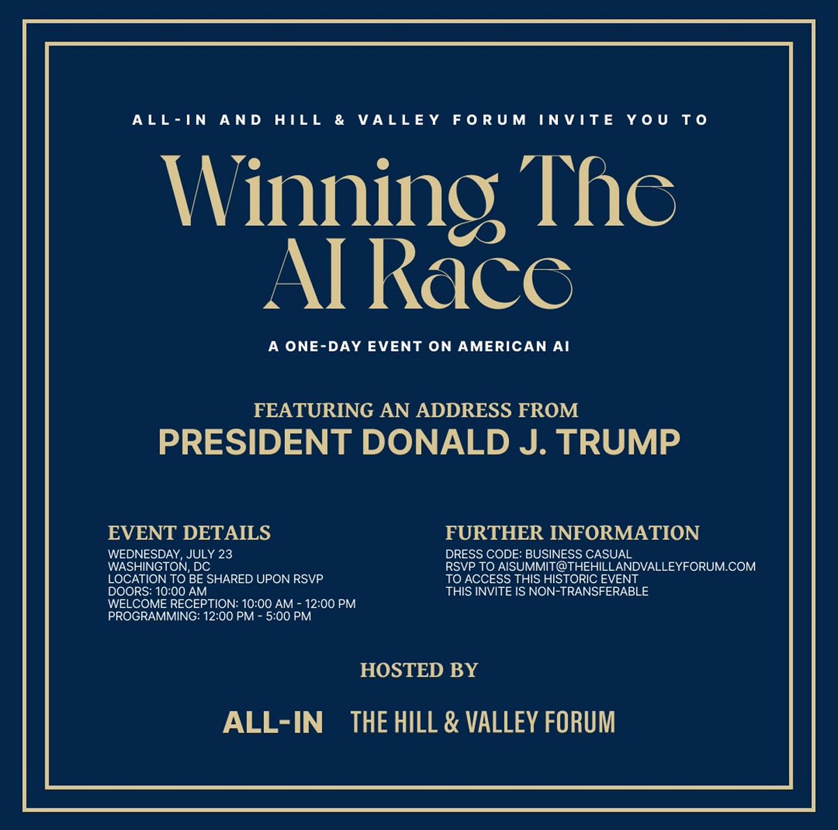 PatrickMoorhead's tweet image. Looking forward to attending the “Winning The AI Race” event in Washington DC tomorrow. @POTUS will be kicking off the event.