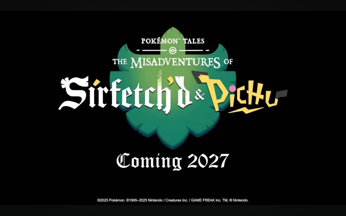 OoCPokemon's tweet image. A new Pokemon series, The Misadventures of Sirfetch'd and Pichu, has been announced by Aardman Studios.
Set to be released in 2027.