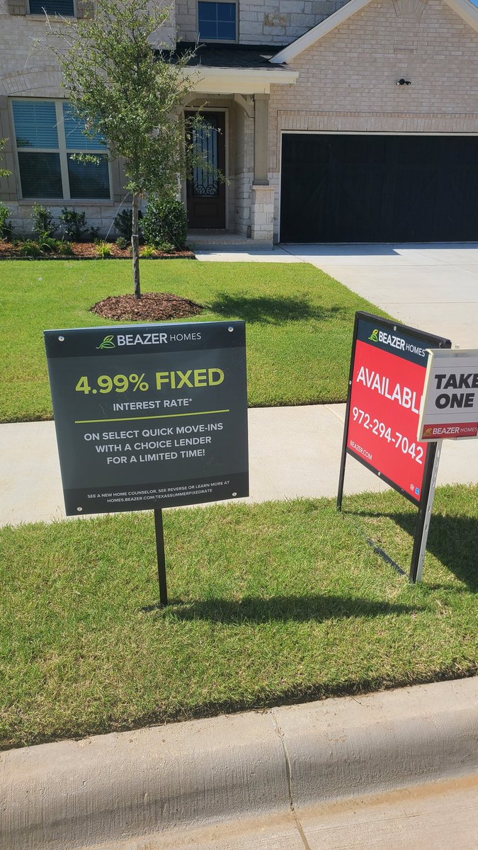 akm515's tweet image. Home builders in America already lower interest rates.
Their inventory still isn't selling like they hope.
There's just too much inventory for sale and it's still priced too high.
In Texas specifically, property taxes + insurance add another $1k to buyers monthly payments to…
