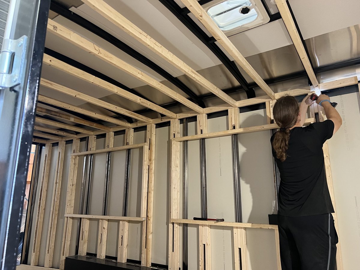 CaseyBHead's tweet image. Progress pics from the food trailer my son is building. He has it all framed out and will tackle wiring next. Someone told the kids you can just do things.