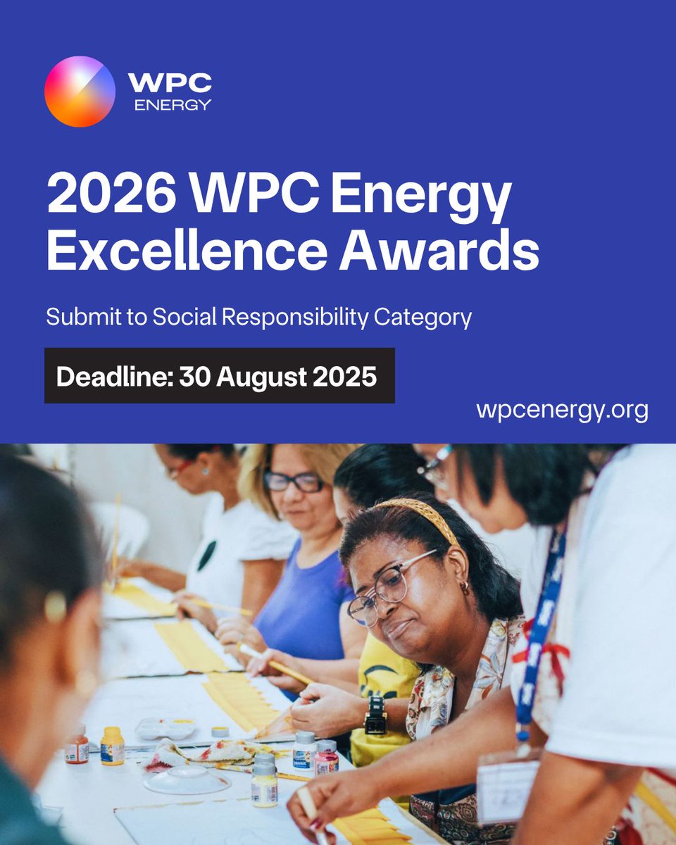 WPC_Energy's tweet image. Submissions are currently being accepted 2026 WPC Energy Excellence Awards.
More detail here: linkedin.com/feed/update/ur…
#NetZero #InclusionInEnergy #YoungProfessionals #EnergyLeadership