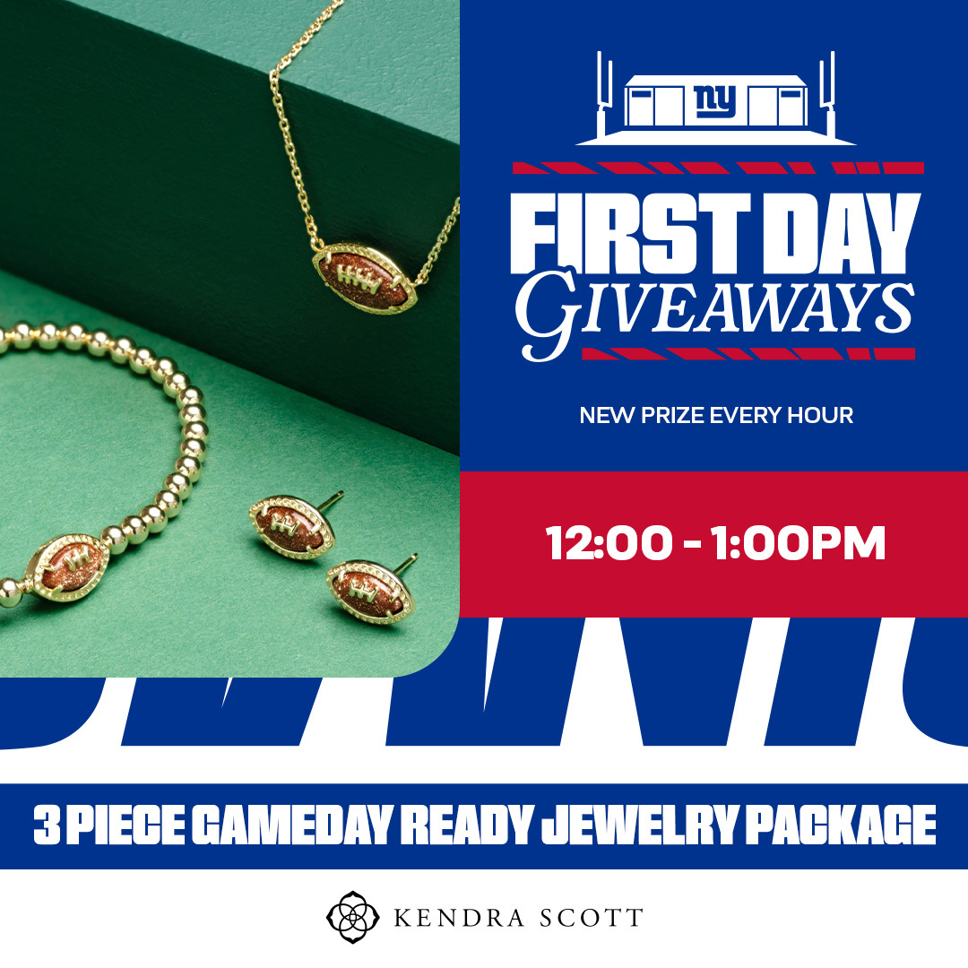 Giants's tweet image. Gameday ready jewelry from Kendra Scott 🏈
Enter now for a chance to win: giants.com/firstdaygiveaw…