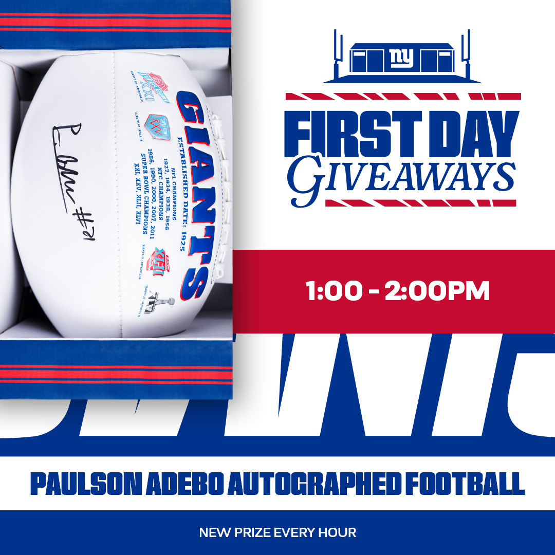 Giants's tweet image. Football signed by Paulson Adebo 👀
Enter now for a chance to win: giants.com/firstdaygiveaw…