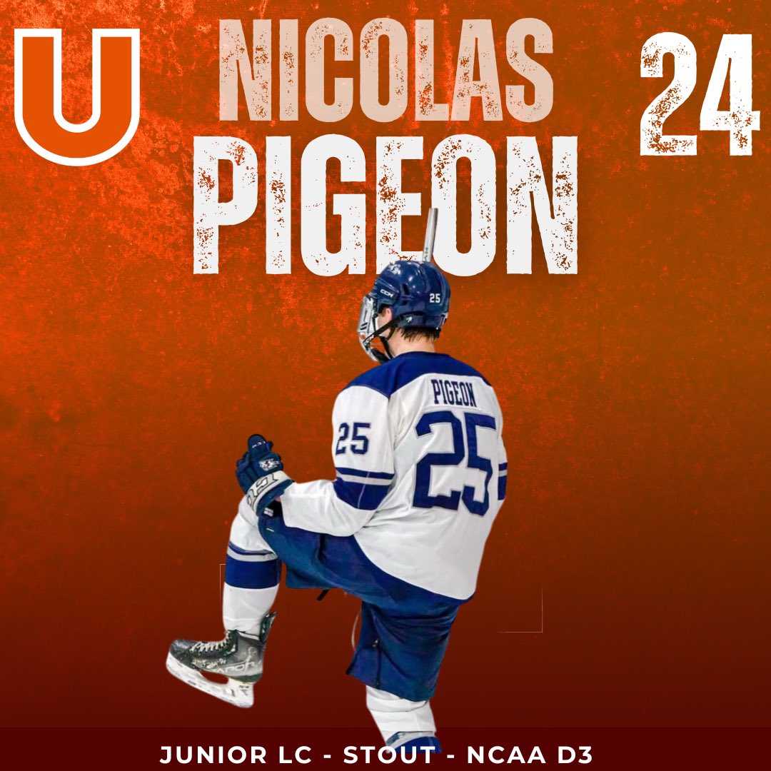 UticaMensHockey's tweet photo. Welcome to the U, Nicolas Pigeon!

Pigeon is a junior LC arriving from Wisconsin-Stout. He was named a First Team All-WIAC selection in each of his first two seasons after producing 57 points in 56 games. Nic led the @NOJHL in scoring with 107 points in 2022-23. 

#PioneerHockey https://t.co/NOF6nEVazc
