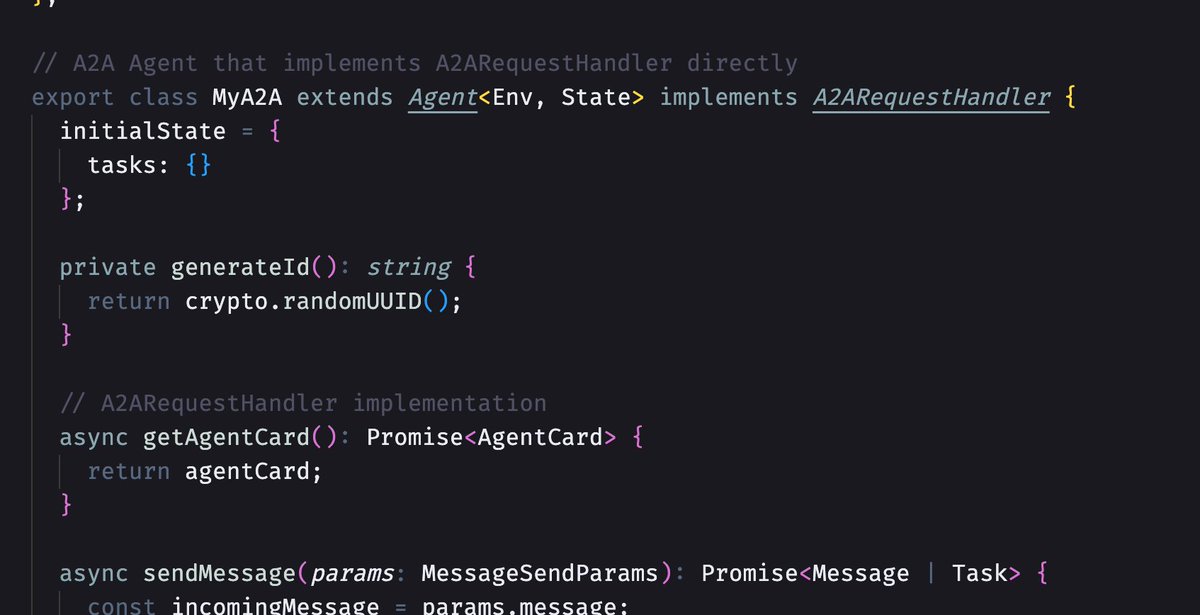 threepointone's tweet image. looking into A2A. we have an example with agents sdk, but does anyone want a first class, er, A2A agent class? what are people using it for? I don't hear about it at all, not sure if I'm missing some signal here
