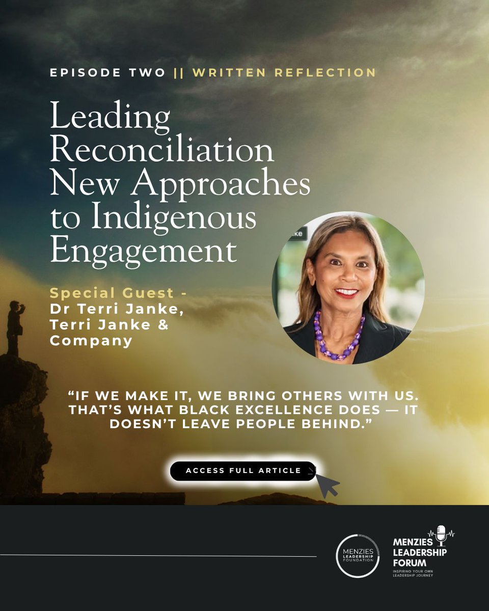 🎧 Ep 2: Dr Terri Janke – Leading Reconciliation

“Too often our goals were set for us. Now we must set them for ourselves.”

Blak excellence. Cultural authority. Redefining leadership.

🎧 buff.ly/UkzofGY
📝 buff.ly/91tVivF

#leadership #blakexcellence