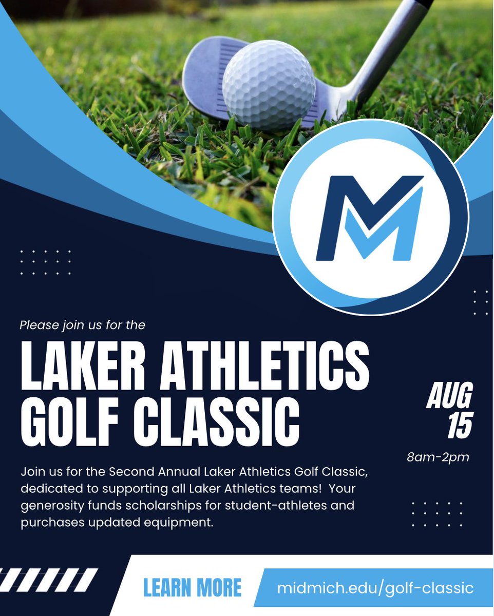 🏌️‍♂️ Tee off for a cause! Support Mid’s student-athletes at the Laker Athletics Golf Classic.

⛳ Register today!
🎉 Sponsor, win prizes, meet the team!

#MidMovesYou #LakerNation #GolfClassic