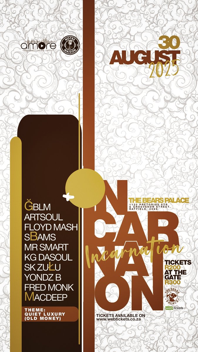 📷 INCARNATION: Convenient Accommodations Nearby
1. Garden Court Hatfield

2. ANEW Hotel Hatfield

3. City Lodge Hotel Hatfield

4. Protea Hotel by Marriott Pretoria Hatfield

📷 Tickets available at Webtickets &amp; Pick n Pay
📷 Book now → webtickets.co.za/v2/event.aspx?…