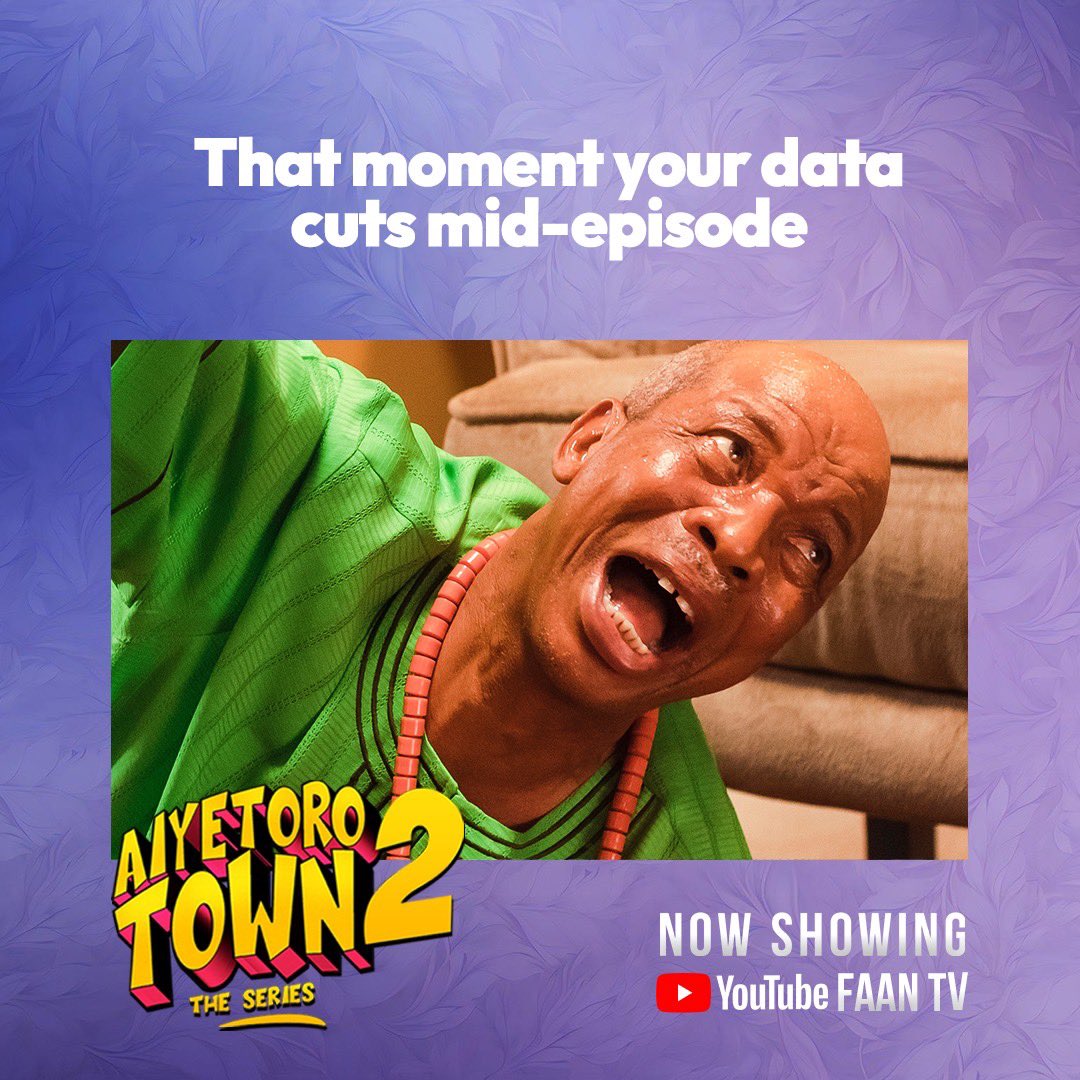 funkeakindele's tweet image. If Babasaka's face could talk...
Every expression is a mood😂
Aiyetoro Town Season 2 episode 5 now showing on FAAN TV YouTube!
Catch up now on FAAN TV YouTube.
Click the link. youtu.be/7NrYF3PRq6w?si…
#AiyetoroTown #FAANTV #WatchNow