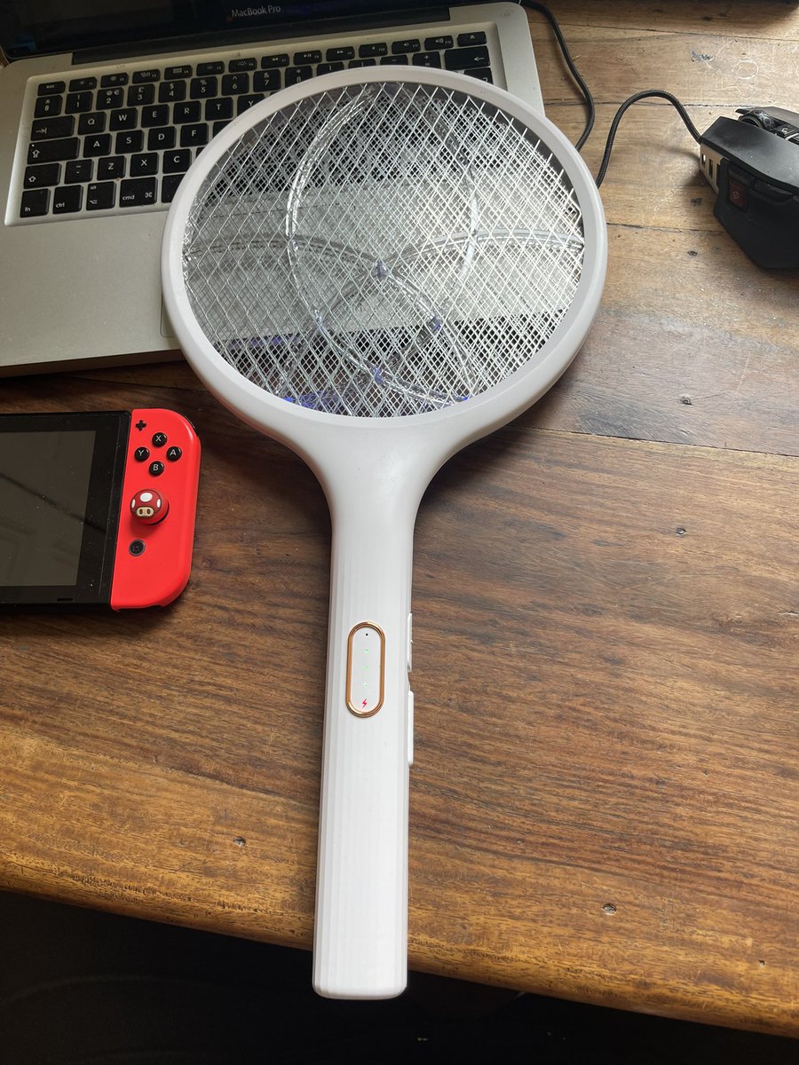 ArcadeClubTech's tweet image. We have our door open a lot at home so buying this electric fly swatter was a great decision! Yes, I murder flies and love it!