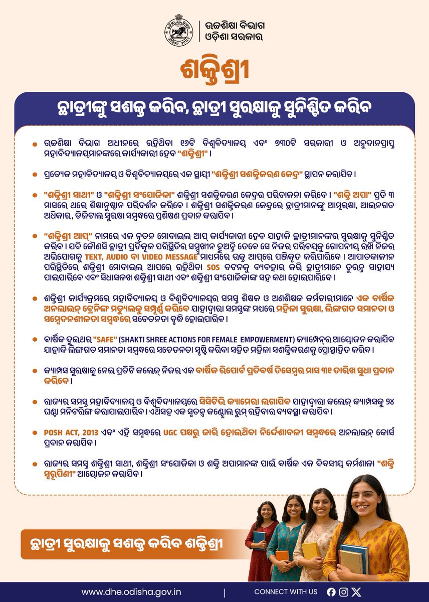 Higher Education Department, Govt. of Odisha ЁЯЗоЁЯЗ│ (@dhe_odisha) on Twitter photo рмЙрмЪрнНрмЪрм╢рм┐рмХрнНрм╖рм╛ рммрм┐рмнрм╛рмЧ рмЕрмзрнАрмирм░рнЗ рм░рм╣рм┐рмерм┐рммрм╛ рммрм┐рм╢рнНрн▒рммрм┐рмжрнНрнЯрм╛рм│рнЯ рмУ рморм╣рм╛рммрм┐рмжрнНрнЯрм╛рм│рнЯрм░рнЗ рмЕрмзрнНрнЯрнЯрмирм░рмд рмЫрм╛рмдрнНрм░рнАрморм╛рмирмЩрнНрмХрнБ рм╕рм╢рмХрнНрмд рмХрм░рм┐рмм "рм╢рмХрнНрмдрм┐рм╢рнНрм░рнА"
<a href="/CMO_Odisha/">CMO Odisha</a> <a href="/suryabanshibjp/">Suryabanshi Suraj</a> <a href="/IPR_Odisha/">I & PR Department, Odisha</a>
#HigherEducation рмЙрмЪрнНрмЪрм╢рм┐рмХрнНрм╖рм╛ рммрм┐рмнрм╛рмЧ рмЕрмзрнАрмирм░рнЗ рм░рм╣рм┐рмерм┐рммрм╛ рммрм┐рм╢рнНрн▒рммрм┐рмжрнНрнЯрм╛рм│рнЯ рмУ рморм╣рм╛рммрм┐рмжрнНрнЯрм╛рм│рнЯрм░рнЗ рмЕрмзрнНрнЯрнЯрмирм░рмд рмЫрм╛рмдрнНрм░рнАрморм╛рмирмЩрнНрмХрнБ рм╕рм╢рмХрнНрмд рмХрм░рм┐рмм "рм╢рмХрнНрмдрм┐рм╢рнНрм░рнА"
<a href="/CMO_Odisha/">CMO Odisha</a> <a href="/suryabanshibjp/">Suryabanshi Suraj</a> <a href="/IPR_Odisha/">I & PR Department, Odisha</a>
#HigherEducation