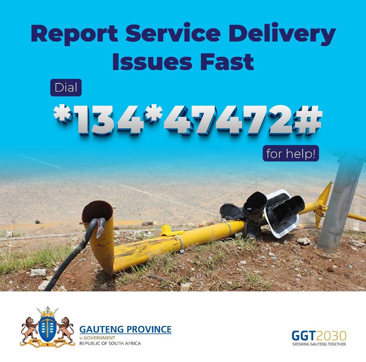 Want to report a service delivery issue in your community? Ska wara! Simply dial *134*47472# and log your complaint. It's quick, free, and we're here to help anytime, anywhere in Gauteng! #growinggautengtogether
