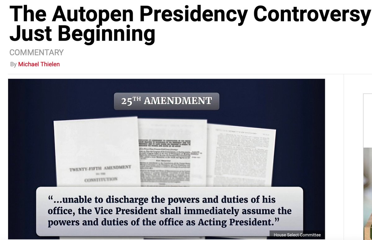 TheRepLawyer's tweet image. 🧵: The Autopen Presidency Controversy Is Just Beginning

&quot;Now that investigations into the autopen presidency are underway, left-leaning media and Dem politicians are finally confronted with the truth that was right in front of our faces for years: 

Joe Biden was not running…