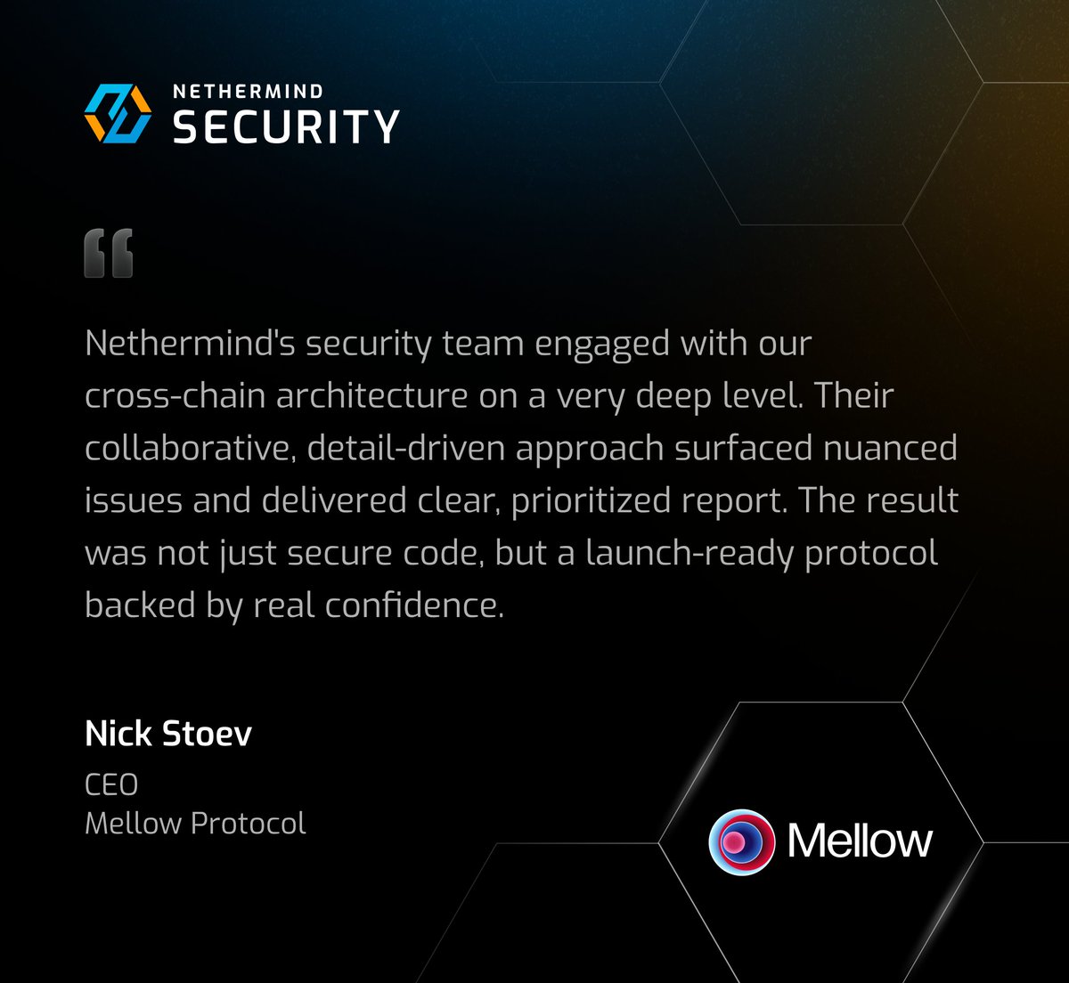 NethermindSec's tweet image. “Not just secure code, but a launch-ready protocol backed by real confidence.”
– @s0xn1ck, CEO @mellowprotocol
Before launch, Mellow turned to @NethermindSec to secure its cross-chain LRT architecture built on LayerZero’s OFT standard.
🔎 Read the full case study:…