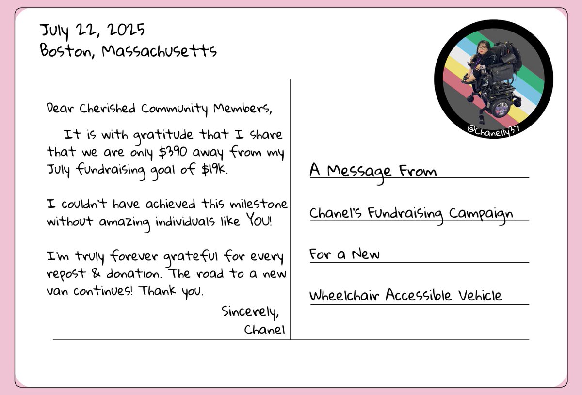 chanelly37's tweet image. A little Postcard from my desk, to you 💕.
The road to a new van continues: gofund.me/3c0b3a1d