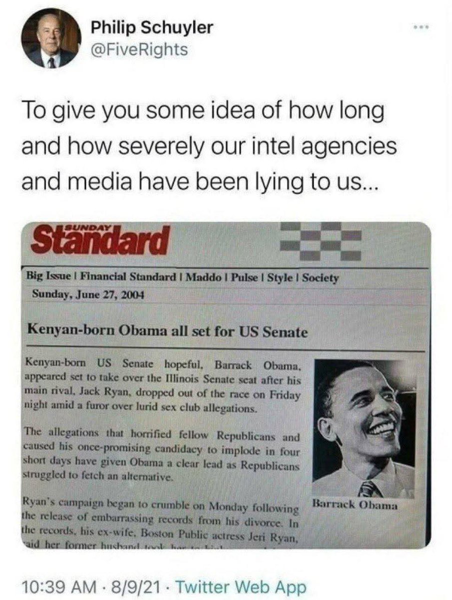 Sassafrass_84's tweet photo. That's a big doozy. Barack Obama lying to the American people. Many knew he was Kenyan born. This can't be ignored. https://t.co/Sio2jZaJ8l