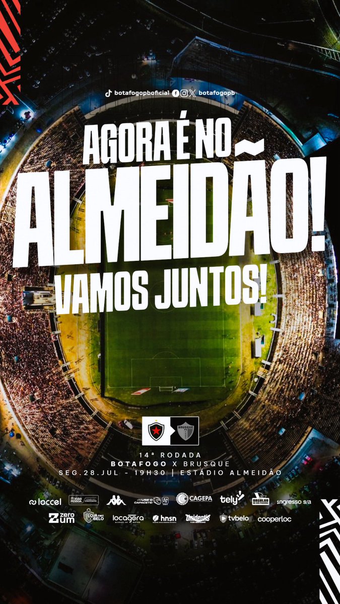 BotafogoPB's tweet photo. AGORA É NO ALMEIDÃO! 💪🔥🏟️

É hora de apoiar o Belo na nossa casa para seguirmos firmes no que almejamos. Mais informações sobre o check-in em breve! 😉

#BeloSAF #OrgulhoDeSerParaíba https://t.co/c6TflPYUou