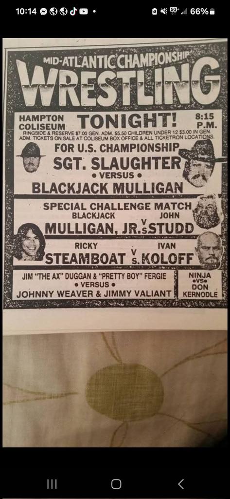 DaveXperience (@mtorfan01) on Twitter photo Loaded card in 1981. <a href="/_SgtSlaughter/">SGT SLAUGHTER</a> <a href="/IKoloff/">Ivan Koloff</a> . I love the name Jim the Ax Duggan here - hi <a href="/RealHacksawJim/">Hacksaw Jim Duggan</a> did you work many mid Atlantic shots in 1981? Thx Loaded card in 1981. <a href="/_SgtSlaughter/">SGT SLAUGHTER</a> <a href="/IKoloff/">Ivan Koloff</a> . I love the name Jim the Ax Duggan here - hi <a href="/RealHacksawJim/">Hacksaw Jim Duggan</a> did you work many mid Atlantic shots in 1981? Thx