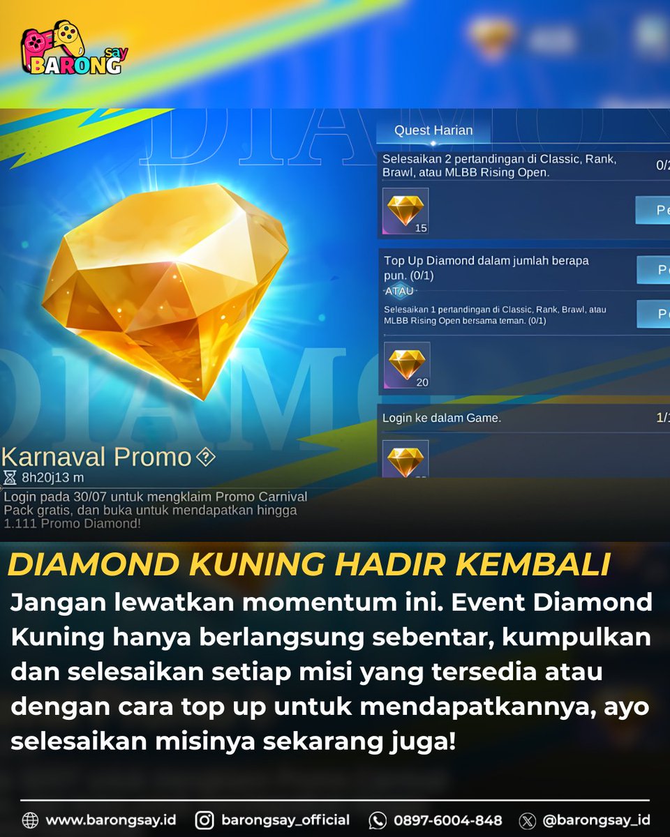 Lumayan skin gratis 800 dm ya guys, apalagi bisa ambil saint seiya yang ijo chou 🤭

📌TEMPAT TOP UP HSR, GENSHIN, ZZZ and many more LEGAL, AMAN, TERPERCAYA:
➤ Hanya di BARONGSAY.ID! Proses kilat
➤ Layanan Top Up Aktif 24 Jam, transaksi melalui website