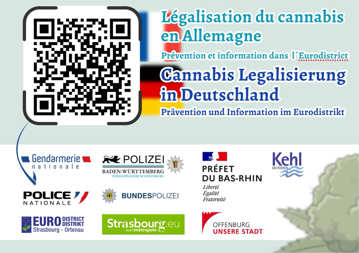 PoliceNat67's tweet image. Rappel sur la législation du cannabis mis en œuvre par notre pays voisin :
🇩🇪 Depuis avril 2024, l’Allemagne a légalisé partiellement le cannabis :
✅ 25g autorisés en public
🏠 50g à domicile + 3 plants/personne
🌿 Clubs de culture autorisés depuis juillet
Merci au @CCPD Kehl