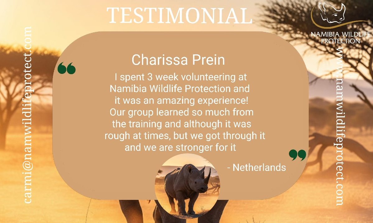 NamWildProt's tweet image. You don't need to wear a uniform to make a difference - you just need heart!
namwildlifeprotect.com
#rhinoconservation #Namibia #volunteersmakeadifference