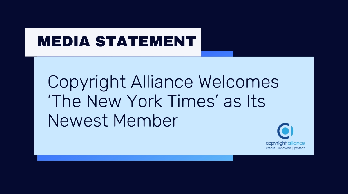 Unite4Copyright's tweet image. The Copyright Alliance is thrilled to welcome @nytimes as its newest member! Check out our #PR to learn more: copyrightalliance.org/press-releases…