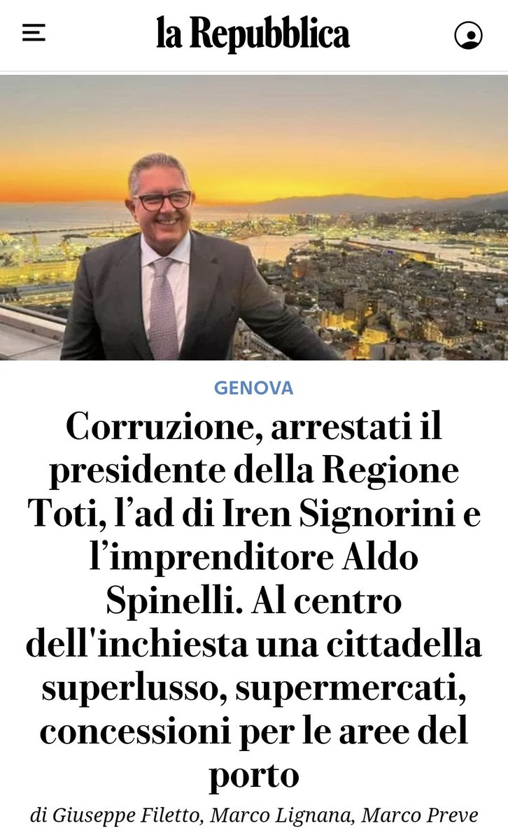 SabinaCusin's tweet image. Ieri, un tale #Lisei ha pubblicato un post nel quale PARAGONAVA il caso #Toti al caso #Sala.
Toti = arrestato.
Sala = indagato.