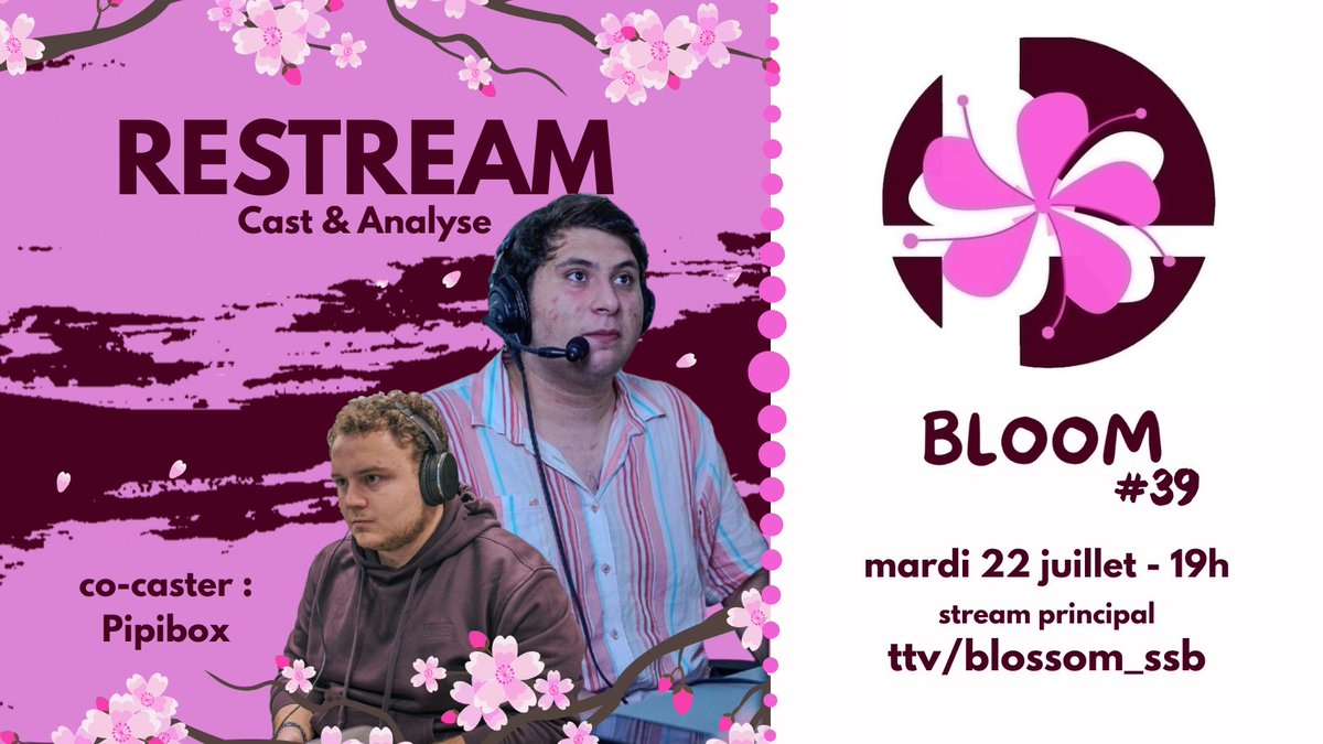 ANTIC Bizaute (@bizaute) on Twitter photo NOUVEAU CONCEPT
On review les weeklies de France et on commence par le Blossom #39 du côté de Lyon à 19h ce soir
Je serai accompagné de <a href="/Pipiboite/">OX | Pipibox</a> au cast pour vous faire vivre cette soirée
Le stream principal et le bracket :
twitch.tv/blossom_ssb
start.gg/tournament/blo… NOUVEAU CONCEPT
On review les weeklies de France et on commence par le Blossom #39 du côté de Lyon à 19h ce soir
Je serai accompagné de <a href="/Pipiboite/">OX | Pipibox</a> au cast pour vous faire vivre cette soirée
Le stream principal et le bracket :
twitch.tv/blossom_ssb
start.gg/tournament/blo…