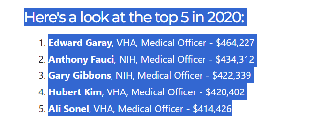 judgeglock's tweet image. I actually think top government officials should earn higher salaries, but it is amazing to me that during Covid, more people did not bring up the fact that Anthony Fauci was the 2nd highest paid person in the federal government, making about $35,000 more than the president.