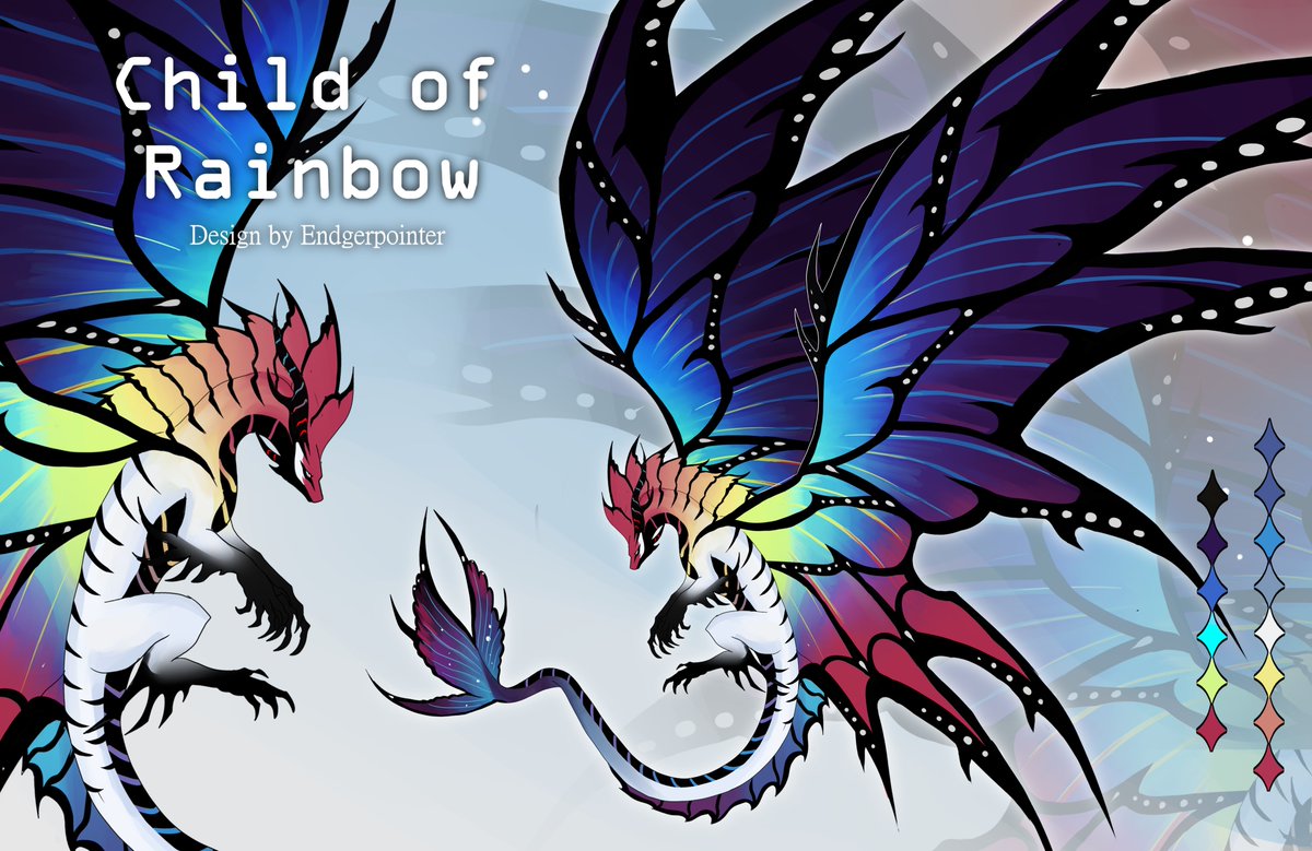 [OPEN] Child of Rainbow

SB : 50$
BID : 5$
AB1 : 170$ + Headshot + Commercial
AB2 : 250$ + AB1 + Chibi &amp; Egg
AB3 : 390$ + AB1 + AB2 + Refsheet

(Auction end 48 hours after SB, GMT + 7 Bangkok time)   (AB1 can be outbid by AB2/AB3 within the next 24 hours after AB1)